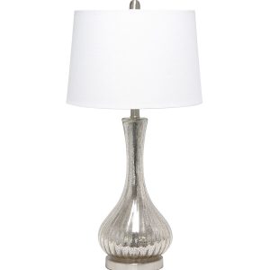 All The Rages Mercury Tear Drop Table Lamp with White Fabric Shade - 1