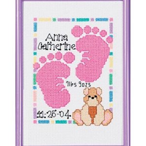 Janlynn 5 x 7 Baby Footprints Counted Cross Stitch Kit - 1