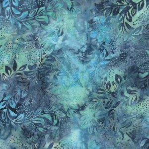 Hi Fashion Shades Of Blue Leaf with Dots Batik Cotton Fabric - 1