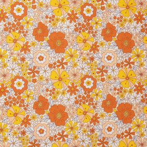 Orange Retro Flowers Cotton Fabric by Keepsake Calico - 1