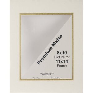 Callen 11 x 14 Ivory   Gold Bevel Edge Double Hand Cut Photo Mat - 1