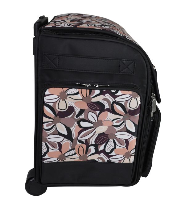 Everything Mary 18 Brown Floral Collapsible Rolling Craft Bag - Image 2