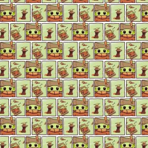 Mandalorian Child Paint Frames Cotton Fabric - 1
