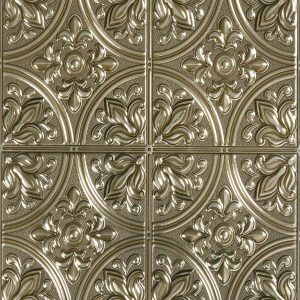 Gold Tin Peel   Stick Tile Backsplash - 1