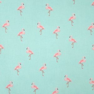 Flamingos On Teal Novelty Cotton Fabric - 1