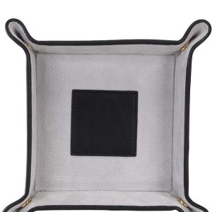 Suede-Lined Catchall Leather Valet Tray