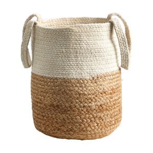Nearly Natural 12.5 Handmade Natural Jute   Cotton Basket Planter - 1
