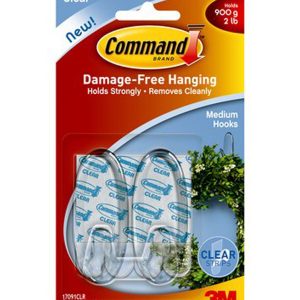 Command 2lbs Medium Clear Hooks   Strips 6ct - 1