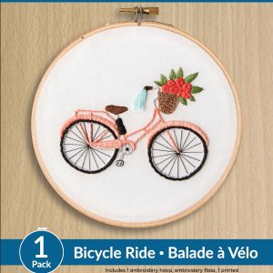 Leisure Arts 6 Bicycle Ride on White Embroidery Kit - 1