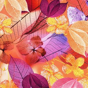 Pink Neon Leaves Premium Cotton Fabric - 1