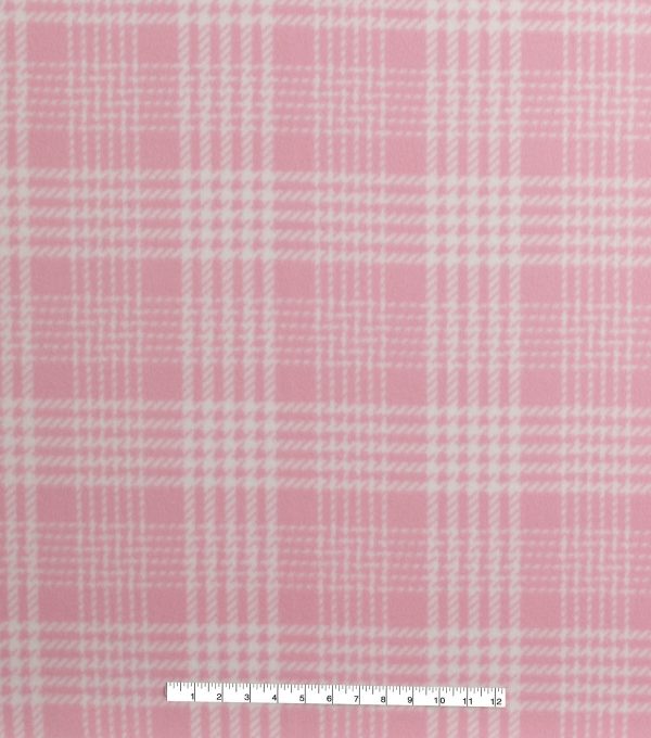 Pink Plaid Blizzard Fleece Fabric - Image 2