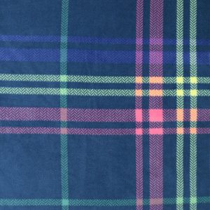 Neon   Pink Plaid on Blue Anti Pill Fleece Fabric
