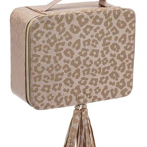 Jett Setter Vegan Leather Leopard Makeup Bag