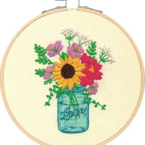 Dimensions 6 Floral Jar Embroidery Kit - 1