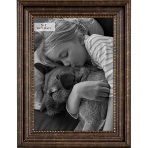 MCS 5 x 7 Espresso   Gold Beaded Scoop Tabletop Picture Frame - 1