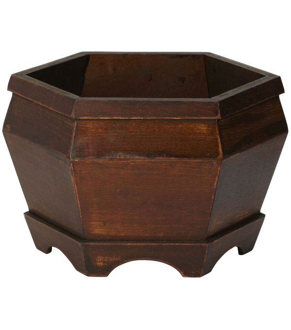 Nearly Natural 3ct Wooden Hexagon Decorative Planter - Image 4