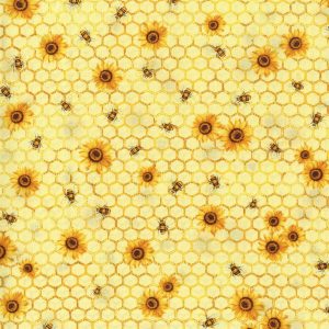 Hi Fashion Honeycomb Florals Yellow Premium Print Cotton Fabric - 1