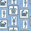 Blue Ocean Sea Patch Novelty Cotton Fabric