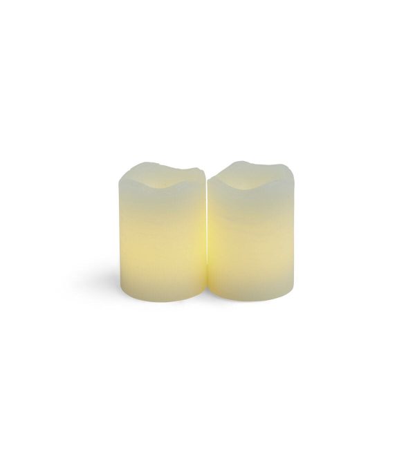 Flameless Vanilla Scented LED Rustic Votive Candles 2 pk Cream - Image 2