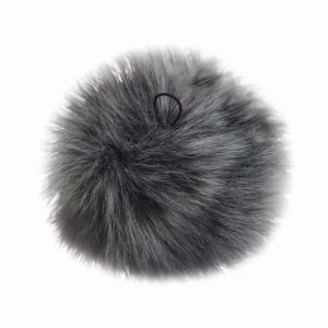 5  Gray Wolf Faux Fur Pom   Loop by K+C - 1
