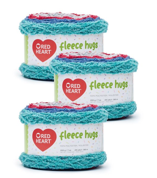 Red Heart Fleece Hugs 415yds Worsted Polyester Yarn 3 Bundle - Image 3