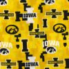 Iowa Hawkeyes on Yellow Fleece Fabric