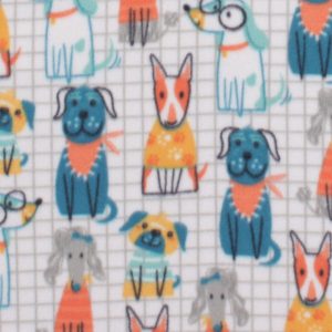 Blizzard Fleece Fabric Cool Dogs on Grid - 1