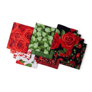 18 x 22 Hi Fashion Batik Rose Cotton Fabric Quarter Bundles 12pc - 1