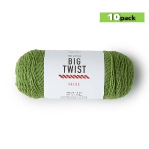 10pk Solid Lt Green Medium Weight Acrylic 380yd Value Yarn by Big Twist - 1