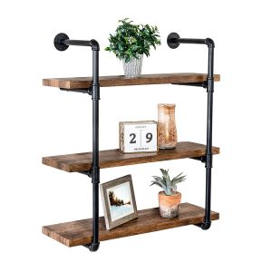 Honey Can Do 3 Tier Black Industrial Wall Shelf - 1