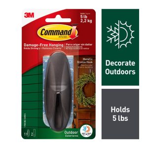 Command 5lbs Outdoor Metallic Bronze Hook   Strips 3ct - 1