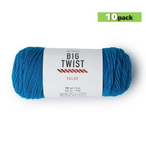 10pk Solid Sapphire Medium Weight Acrylic 380yd Value Yarn by Big Twist - 1