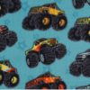 Monster Trucks on Teal Anti Pill Fleece Fabric