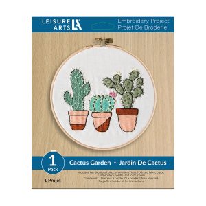 Leisure Arts 6 Cactus Garden Embroidery Kit - 1