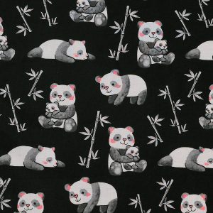 Novelty Cotton Fabric Pandas Hugging