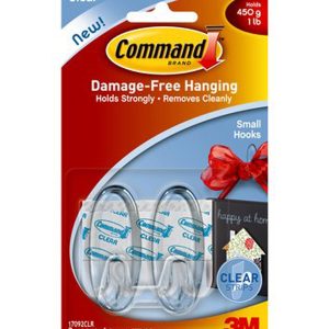 Command 1lb Clear Small Hooks   Strips 6ct - 1