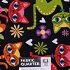 18 x 21 Cats on Black Novelty Cotton Fabric Quarter 1pc