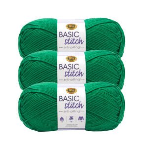 Lion Brand Basic Stitch Anti Pilling Worsted Acrylic Yarn 3 Bundle - Grass