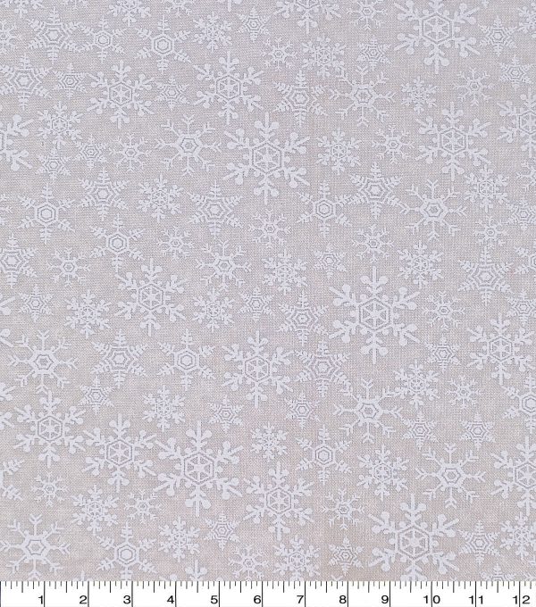 White Snowflakes Christmas Cotton Fabric