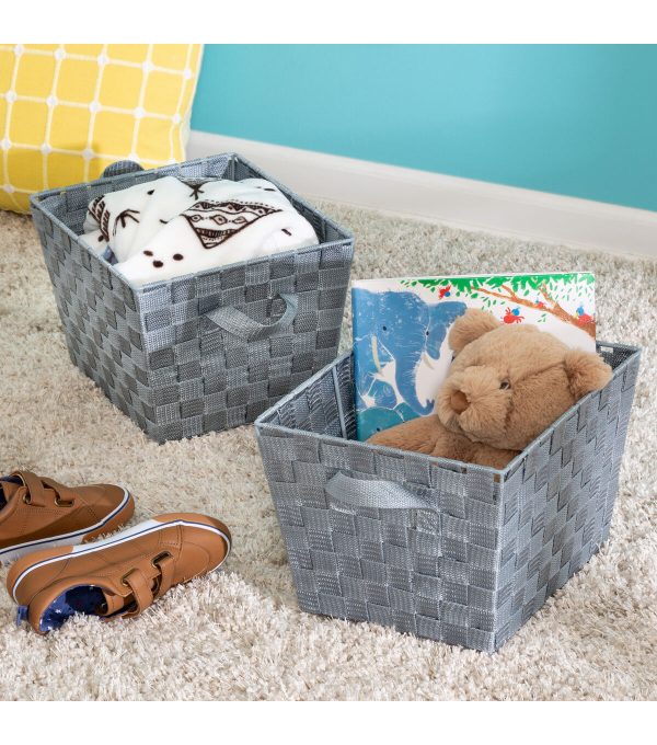 Honey Can Do 12 x 8 Gray Woven Baskets 2pk - Image 5