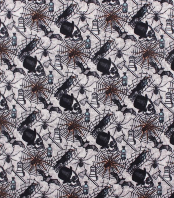 Black Spooky Halloween Anti Pill Fleece Fabric - Image 2