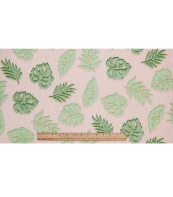 Summer Green Embossed Simple Tropical Leaves Sew Lush Fleece Fabric - Image 4