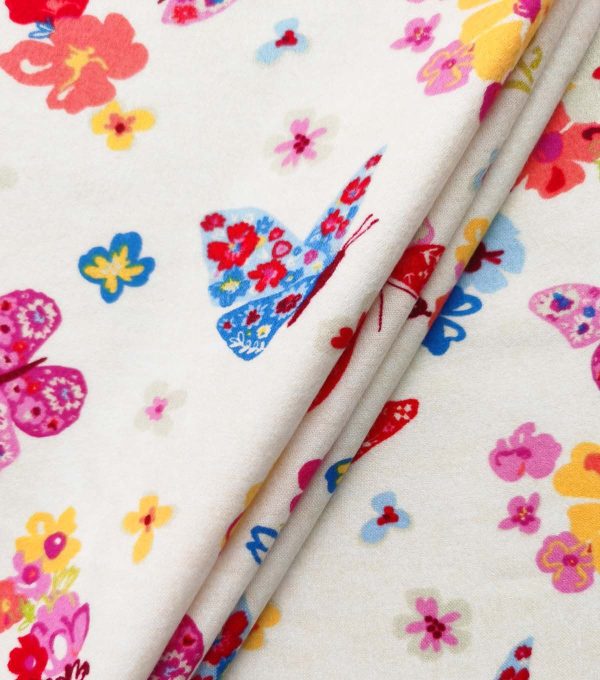 Bold Butterfly on White Luxe Flannel Fabric - Image 3