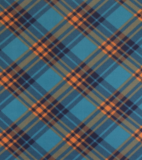 Teal Orange Bias Plaid Blizzard Fleece Fabric - Image 2