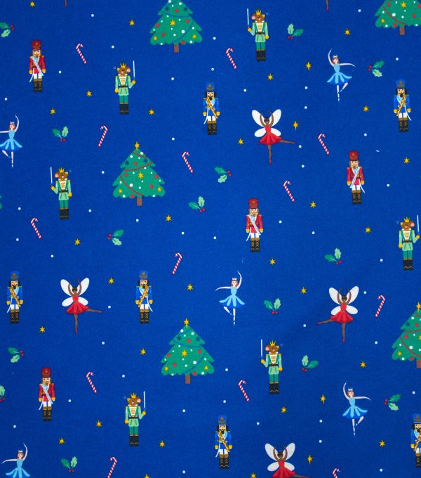 Nutcracker   Trees on Blue Super Snuggle Christmas Flannel Fabric - Image 2