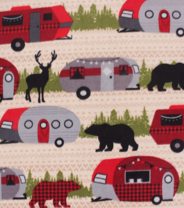 Retro Camper Wilderness Anti Pill Fleece Fabric - Image 2