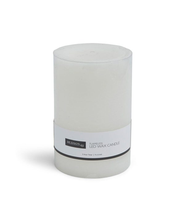 Flameless 4 6 LED Rustic White Pillar Candle