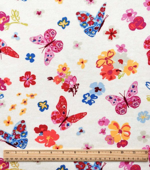 Bold Butterfly on White Luxe Flannel Fabric - Image 2