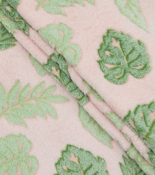 Summer Green Embossed Simple Tropical Leaves Sew Lush Fleece Fabric - Image 2