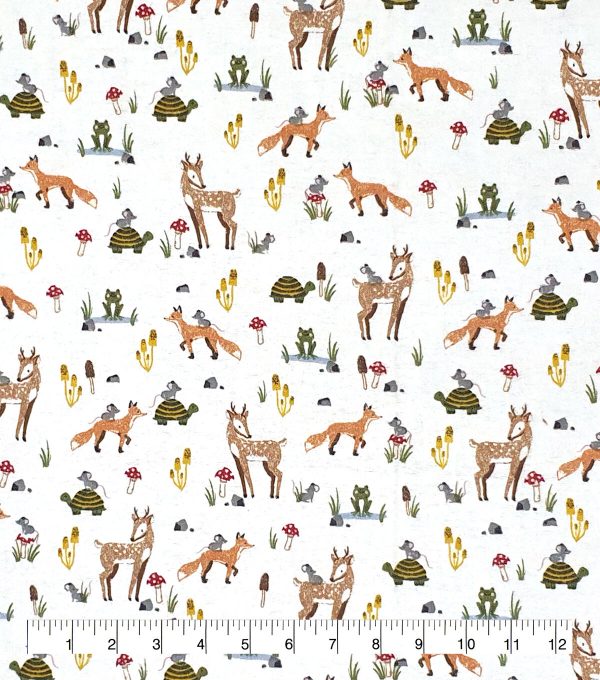 Happy Woodland Animals Super Snuggle Flannel Fabric - Image 2